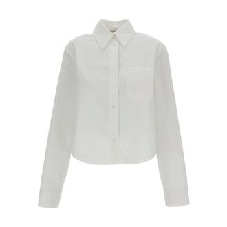 Sportmax Sportmax, Shirts, female, White, Size: XS Long Cotton-Blend Shirt