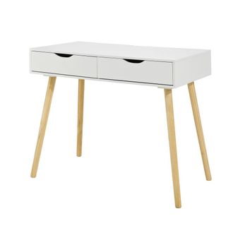 SoBuy Mesa de escritorio con 2 cajones madera color natural