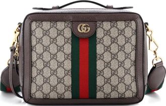 Gucci Ophidia Zip Around Camera Bag GG Coated Canvas Small shoulder bag - Bruin