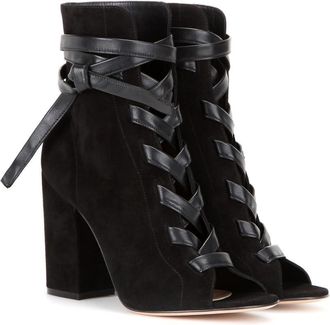 Generic Fashion Fish Mouth Chunky Block Heel Ankle Boots for Womens, Elegant Lace Up Party High Heels Booties, Classic Black Suede Wedding Dress Prom Shoes,Bl