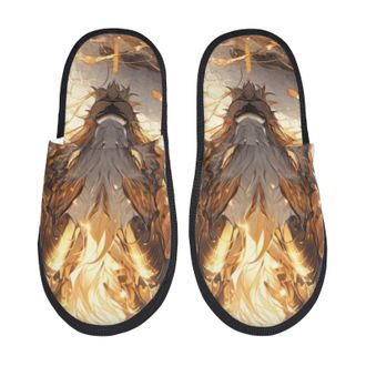 Generic Camping Slippers Golden Horned White Dragon Portable Indoor Slipper Warm House Shoes Autumn Sleepers For Winter Travel M