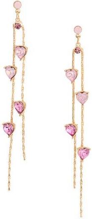 Leith Valentines Day Heart Linear Drop Earrings in Pink Multi- Gold at Nordstrom Rack