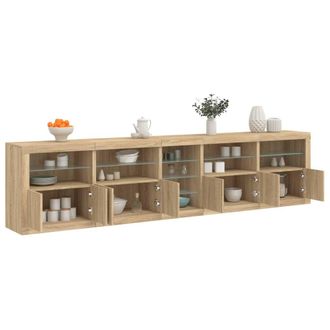 Berkfield Home Sideboard with LED Lights Sonoma Oak 283x37x67 cm in Brown | Size: 283 x 37 x 67 cm