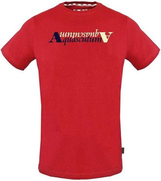 Aquascutum Heren Reflectie Logo T-Shirt (Rood)