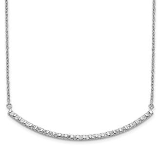 Diamond2Deal 14K Gold 1/2 Ct Lab Grown Diamond Curved Bar Pendant Necklace 18 Clarity VS, Color G-H