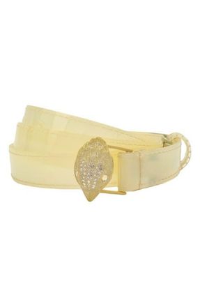 Kurt Geiger Crystal Eagle Buckle Belt in Pale Yellow at Nordstrom, Size X-Large