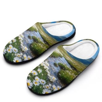 Generic Daisy Floral Womens Slippers Warm House Slippers Indoor House Shoes with Anti-Skid Rubber Sole