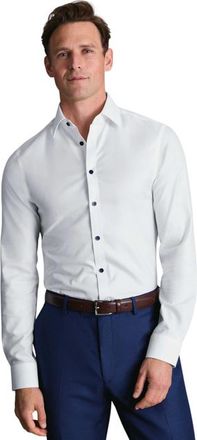 CHARLES TYRWHITT Non-Iron Twill with contrast blue buttons Shirt in White at Nordstrom, Size 16.5 - 35