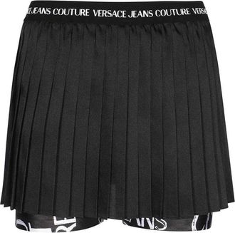 Versace Jeans Couture Geplooide hoge taille shorts - Dames - Bermuda - Zwart - L - Polyester - Korte Broeken