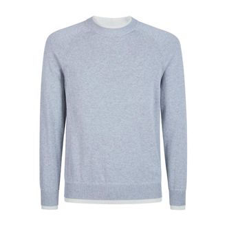 Eleventy Round-neck Knitwear, male, Gray, Size: XL Crew Neck Cotton Sweater