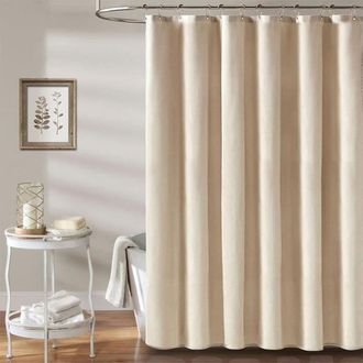 OEM Cortina De Ducha Impermeable De Tela De Lino - Antimoho - Para Ba&ntilde;o - Beige - 180 X 200 Cm