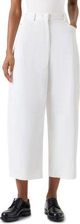 Akris Farrow Washed Crop Barrel Leg Jeans in Cream at Nordstrom, Size 12