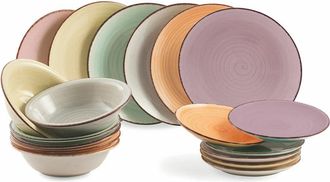 Villa D'Este Home Tivoli Juego de vajilla Baita Acquerello 18 piezas, multicolor