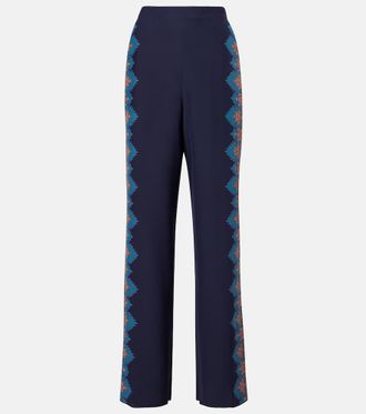 Etro Printed silk crêpe de chine straight pants