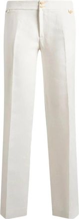 Etro Geplooide cropped broek met hoge taille - Dames - Vrijetijds broeken - Wit - 2XS - Leer - Broeken