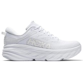Hoka One One Hoka Bondi 7 Textile Synthetic Womens Lace Up Trainers - White White - Size:UK 6.5