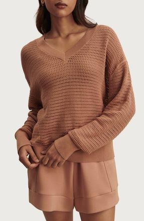 Varley Gaia Open Knit Sweater in Camel at Nordstrom, Size X-Small