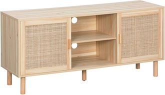 Sweeek Mueble tv efecto caña y madera 120cm, natural