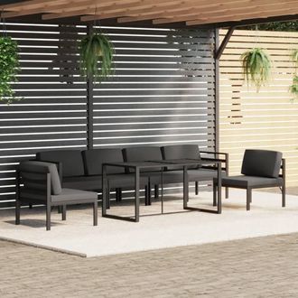 vidaXL Set Muebles De Jard&iacute;n 7 Pzas Y Cojines Aluminio Gris Antracita Vidaxl