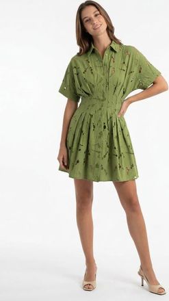 Exquise Angevin Slim Short Sleeve Mini Dress in Green at Nordstrom, Size X-Small