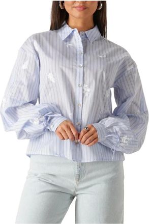 Nukus Nukus, Dames, Blouses & Shirts, Blauw, Maat: S Katoen