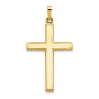 Diamond2Deal 14k Yellow Gold Hollow Cross Pendant
