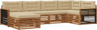 vidaXL Conjunto De Sof&aacute;s De Exterior 6 Uds. Natural Y Beige Vidaxl