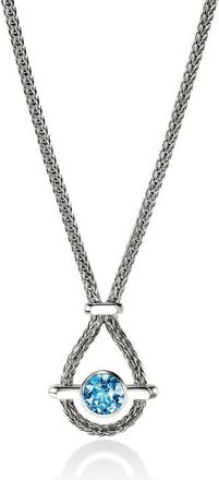 John Hardy Icon Swiss Blue Topaz Pendant Necklace in Silver at Nordstrom, Size 20
