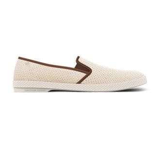 Rivieras Shoes Classic Mesh Slip-On Loafer in Cream With Brown Trim at Nordstrom, Size 36