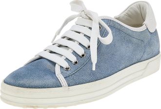 Tod's Tods Blue Glitter Suede Low Top Sneakers