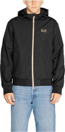 Emporio Armani Zwarte Zip-Up Hooded Jas - Heren - Zomerjassen - Zwart - M - Jassen