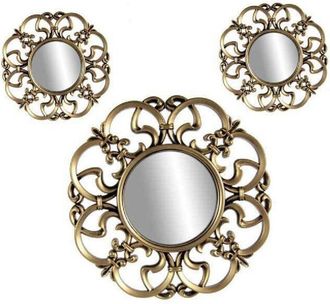 Trade Shop Trade Shop - Set 3pz Specchi Parete Decorativi Oro Bronzo Libera Installazione 20-35cm 836893