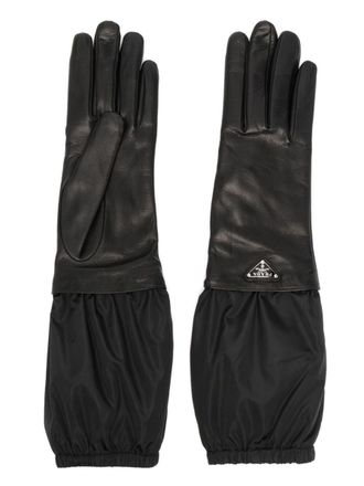 Prada Nylon And Leather Gloves Accessories