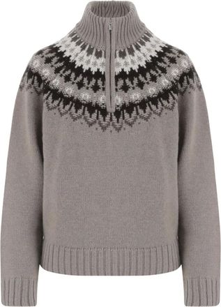 arch4 Jersey de Cachemira con Estampado Jacquard - Knitwear - Mujer - Gris - M