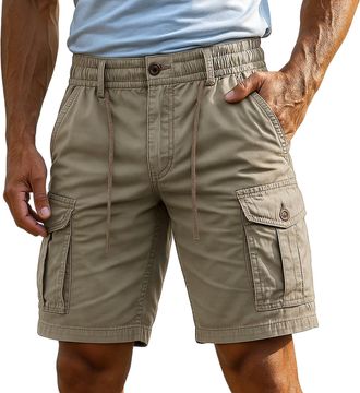 Generic Cargo Shorts for Men UK Combat Cotton Camo Shorts with Multi-Pockets Summer Outdoor Quick-Dry Breathable Elasticated Waist Workwear Knee Length Pants 