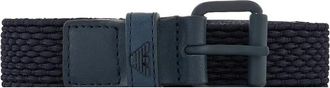 Emporio Armani Geweven leren riem - Heren - Riemen - Blauw - M - Leer - Accessoires