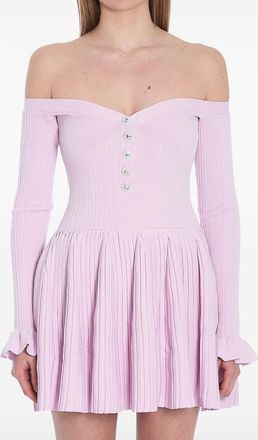 Self Portrait Abito corto a coste - Rosa