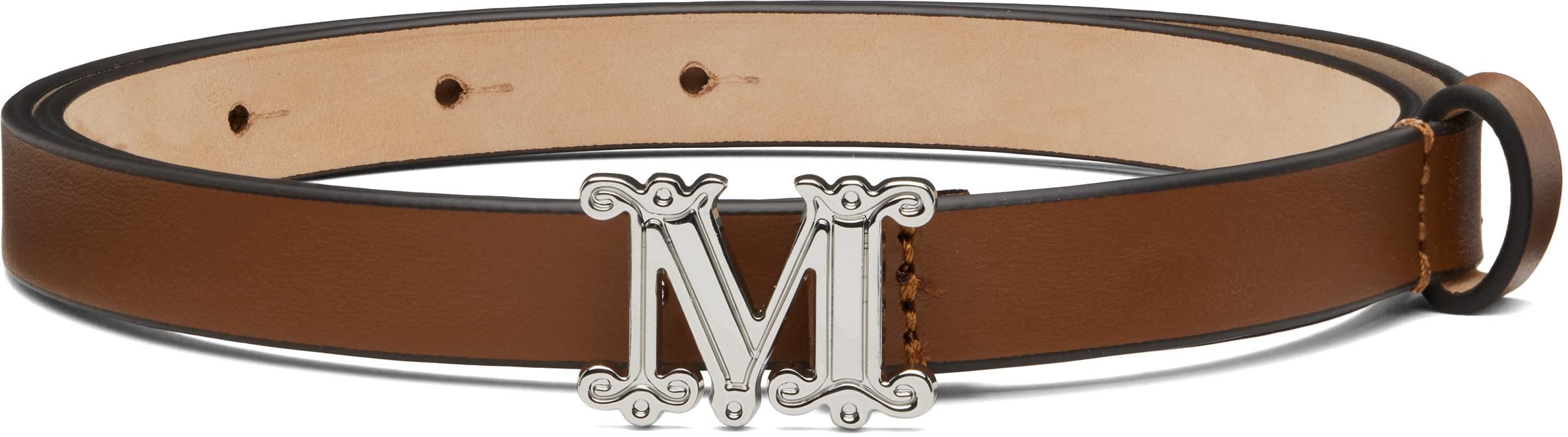 ベルト Max Mara NEWPLATE15 - Leather belt with logo plaque Max Mara Newplate15 - Leather Belt With Logo Plaque from