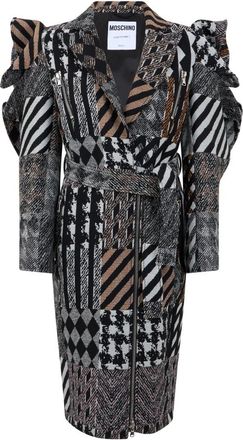 Moschino Chic jas met wijde mouwen en uniek design - Dames - Jas met riem - Veelkleurig - S - Wol - Jassen