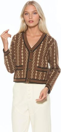 Alexia Admor Briar Collegiate Contrast Trim Cardigan in Brown at Nordstrom, Size X-Large