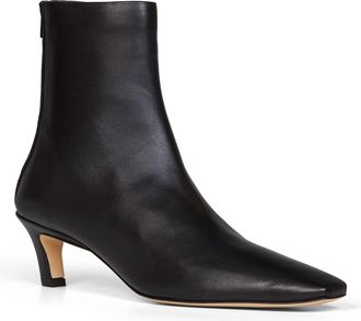 Toteme Lambskin Leather Squared-Toe Ankle Boot - Black