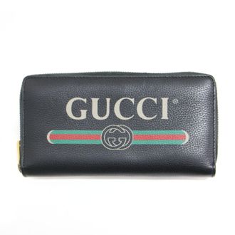 Gucci Black Leather Long Wallet (Bi-Fold) (Pre-Owned)