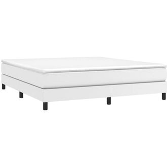 vidaXL Estructura De Cama Con Somier Cuero Sint&eacute;tico Blanco 180x200cm Vidaxl