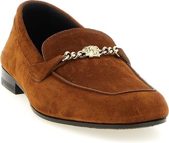 Versace Womens Brown Calfskin Slip-On Loafers