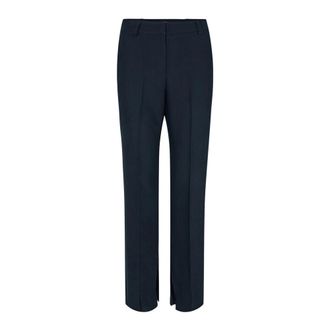 Co'Couture Navy Slit Pant with Timeless Design - female - CoCouture - Straight Trousers - Blue - L - Trousers