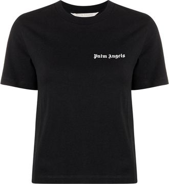 Palm Angels chest logo-print detail T-shirt - women - Cotton - M - Black