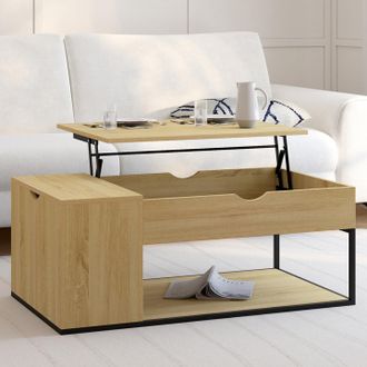 IDMarket Idmarket - Mesa De Centro Elevable Detroit Con Caja De Dise&ntilde;o Industrial