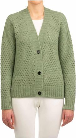 Le Tricot Perugia Maglia Cardigan Tre Bottoni - Dames - Vesten - Groen - XS - Truien & Vesten
