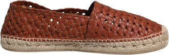 Dolce & Gabbana Maroon Woven Leather Men Espadrille Mens Shoes