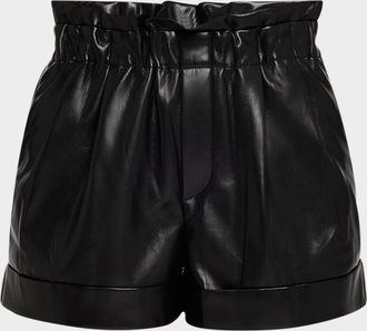 Alice & Olivia Reagan Vegan Leather Paperbag Shorts